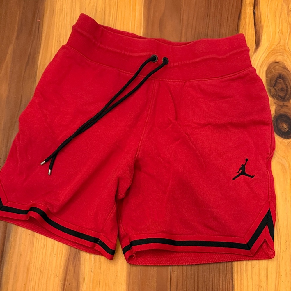 Jordan Men’s Red Athletic Shorts with Black Trim